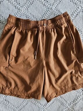 NIPRO Wick-Dry Athletic Shorts S Cargo Pockets Elastic Waist Tan Brown